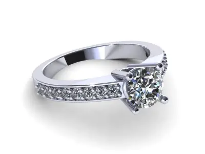 One Row Diamond Ring 3D model