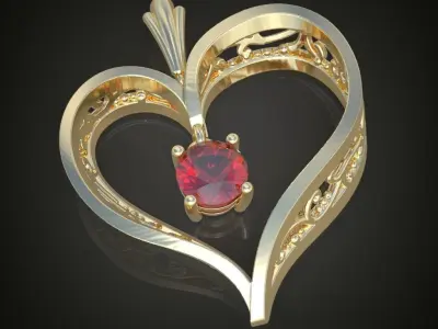 Heart Pendant  3D 0111 printable model 3D print model