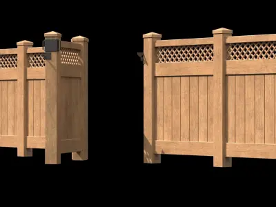 Wooden Fence set PBR 05 Low-poly 3D model
