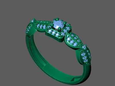 Womens Rings With Stone Ring Ready STL 3DM Models Rings women 3D print model