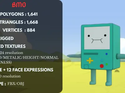 BMO Game-Ready 3D Model-Adventure Time -Unity Unreal Compatible Low-poly 3D model