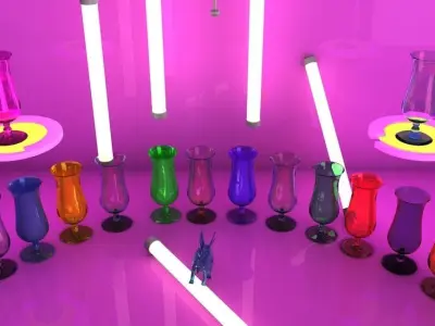 Cocktail glasses Party alcohol bar drink set collection dinosaur 3D model