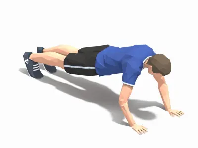 Grasshoper PushUps Exercise Man Animation Low-poly 3D model
