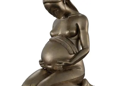Antique Pregnant Woman Statue - Mothers Embrace 3D Model Low-poly 3D model