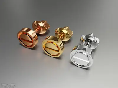 earrings stud luxury screw bolt  ear ring package 3D print model