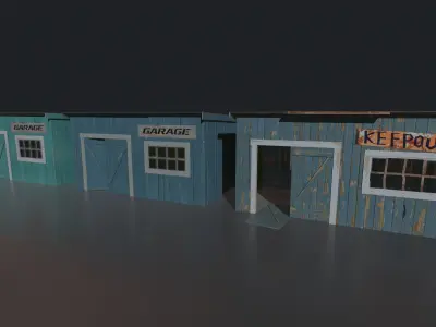 Garage in 3 variation Free low-poly 3D model