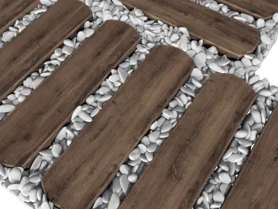 Paving wood board pebble 3D model