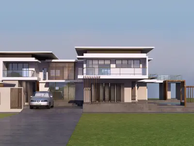 HQ Luxury Modern Pool Villa Design with Clubhouse style  3D model