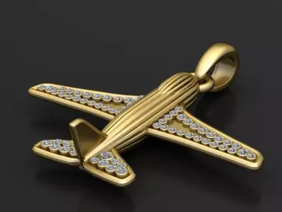 Gold airplane pendant  3D printable model   3D print model