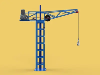 TOWER CRANE WINCH SWIVEL LIFTING SLEWING ENGINE HOIST JIB HOOK 3D model