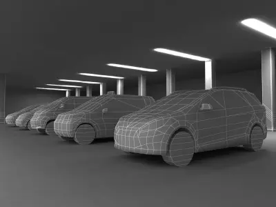 9 Low-poly Mini-Vans Low-poly 3D model