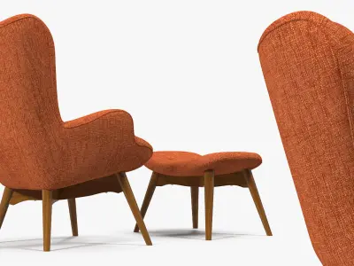 Grant Featherston Contour Style Chair Orange 3D model