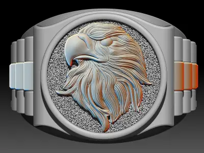 Eagle Man Ring silver gold printable jewelry 3D print model
