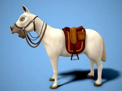 Cartoon horse Low-poly 3D model