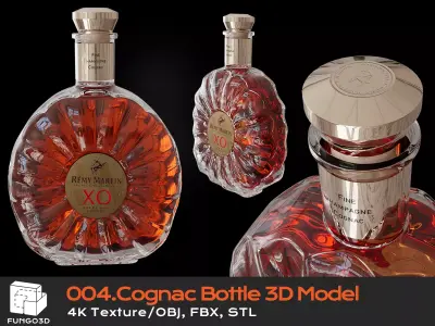 004 - Cognac Bottle 3D Model 3D model