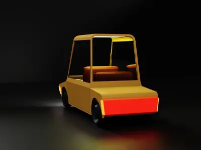 lowpoly mini yellow car  Low-poly 3D model