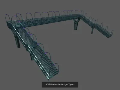 Scifi Pedestrian Bridge Collection 3D Model Pack