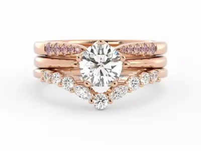 Three Ring Full Wedding Set 3DM With Rendering 3D print model