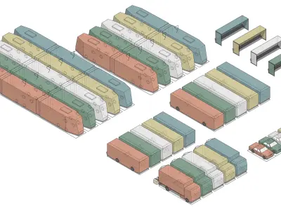 Set of Simple Transport 3D model