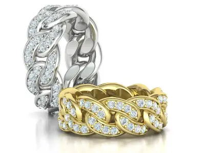 DIAMOND Cuban Link Heavy Chain Ring 9mm Wide 8US Size 3dmodel 3D print model