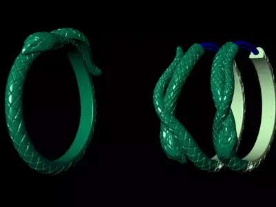 Snake Ring  Earring Jewelry Set 3D Model 3D print model