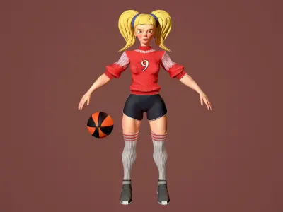 Basket girl  Low-poly 3D model purchase