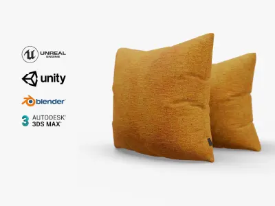 Cushion Orange Denim Low-poly 3D model