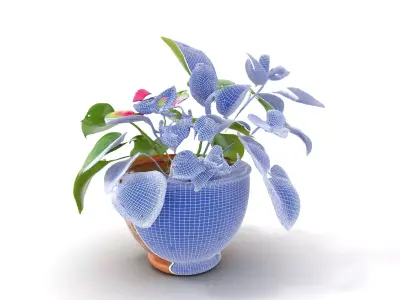 Floral Terracotta Pot model pack Low-poly 3D model