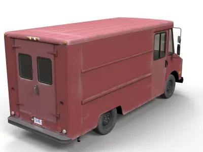 Vintage industrial boxvan Low-poly 3D model