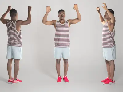 African young man playing beach volleyball 314 Low-poly 3D model