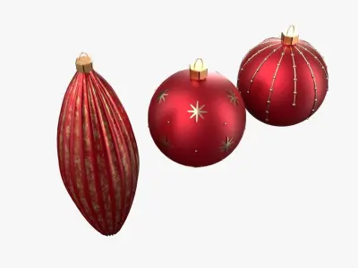 Christmas Tree Ornament Set1 - Red Yellow 3D model