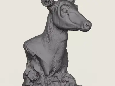 Wild Deer Bust Sculpture 3D print model