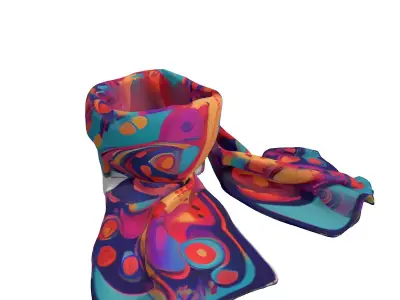 Vibrant Psychedelic Silk Scarf Low-poly 3D model
