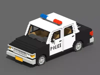 Voxel Police Car Low-poly 3D model
