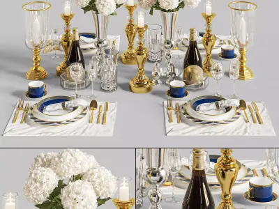 Dinner Table Set 03 3D model