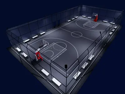 Outdoor Basketball Court Revit family FBC 3D model
