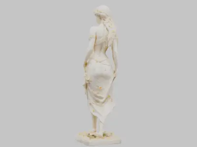 Vintage Marble Porcelain State Figue Sculpture Low-poly 3D model