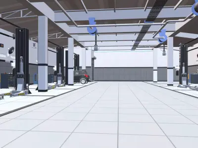 Car Service Garage Low-poly 3D model