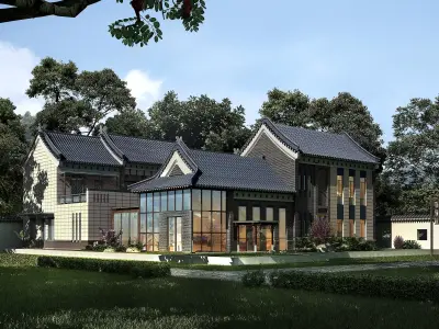 3D model of 2022 luxury fashion villa exterior 65 3D model