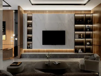 Interior Design Living Room Dining Room Kitchen Foyer area 3D model