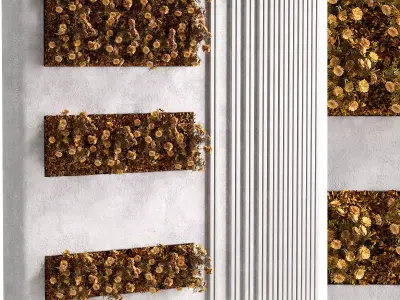 Wall vertical Garden plants set partition 03 3D model