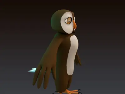 Stylized Owl NoRig Low-poly 3D model