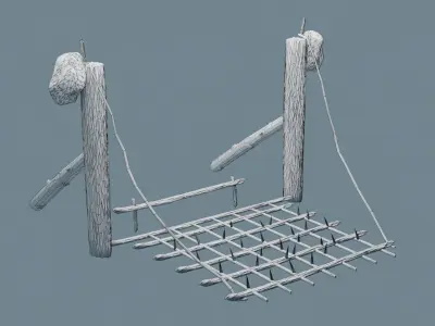 Low-Poly Trap wooden obstacle course Low-poly 3D model