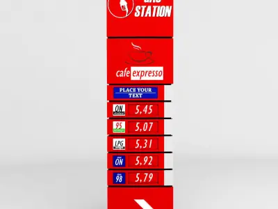 Gas station price sign totem low poly 02 Low-poly 3D model