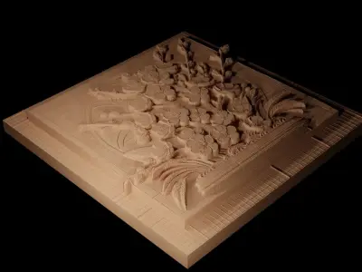 Cherry Blossom CNC 3d Print High Relief Sand Casting 3D print model