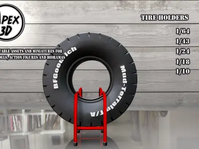 Tire Holders 3d printable in various scales 3D print model
