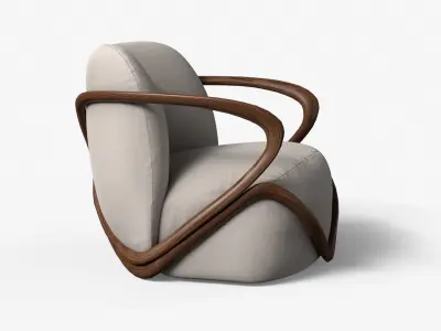 Hug ArmChairs in white and green Low-poly 3D model