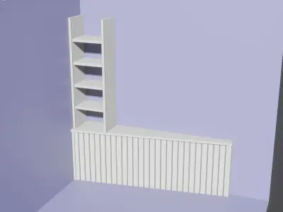 Modern Wooden Wall furniture with shelf Low-poly 3D model