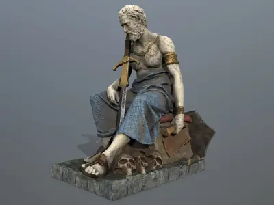 man statue Low-poly 3D model