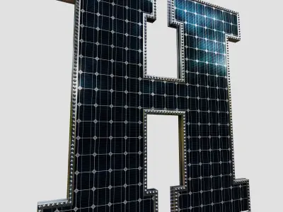 Solar Panel Letter - H 3D model